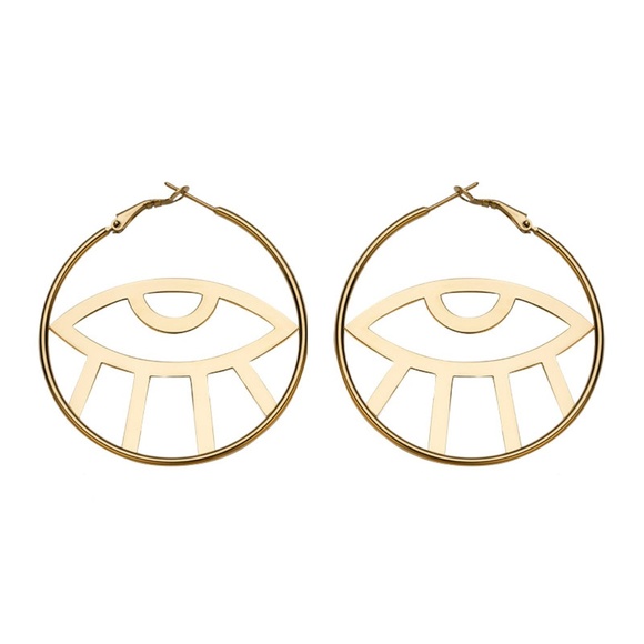 Myth X Dream Jewelry - Gold Plated Eyes Hoop Earrings